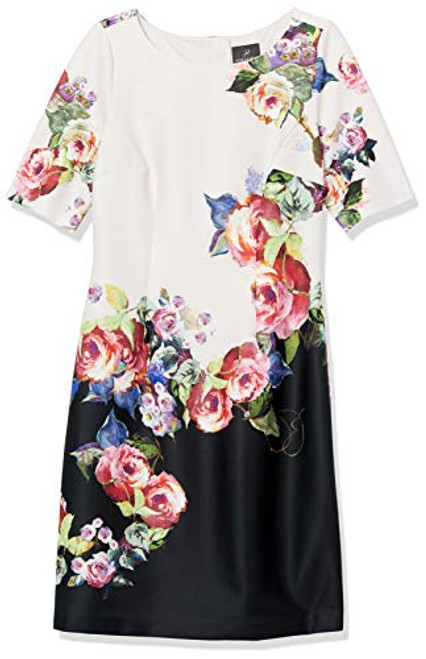 Adrianna Papell Womens Rose Printed A-LINE Dress  Black Multi  6