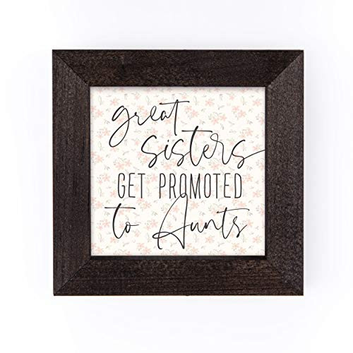 P- Graham Dunn Promoted to Aunt Floral 5 x 5 Pine Wood Decorative Stormy Framed Art Sign