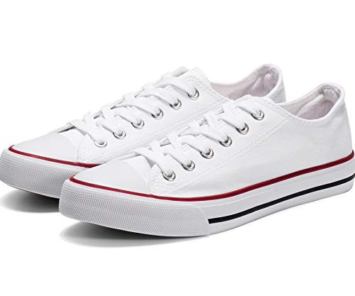 Womens Canvas Shoes Casual Cut Low Top Sneaker Fashion Lace-up Light Classic Comfortable-White-11-