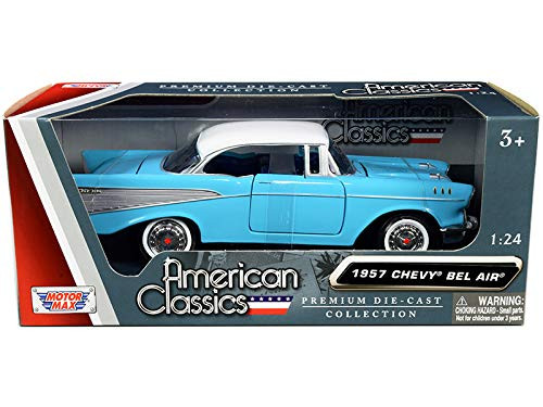 Motor Max 1957 Chevy Bel Air  Light Blue 73228AC-WHBL - 1-24 Scale Diecast Model Toy Car