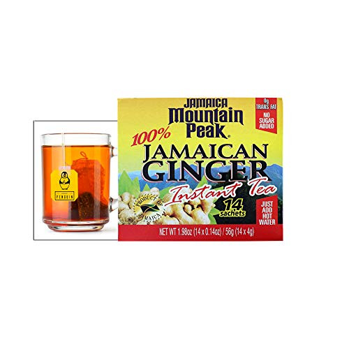 Mountain Peak Jamaican Instant Ginger Tea Bundle -3 Pack- - No Sugar Added - 1-98 Oz -56 g- - 14 Sachets - Experience the Taste of Jamaican Ginger - C