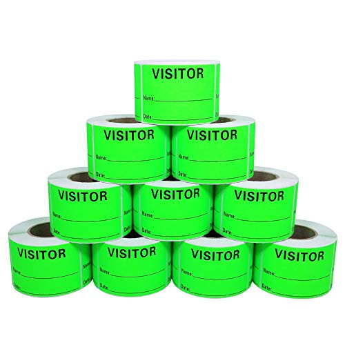 Aleplay Visitor Pass Labels 2×3 inch Fluorescent Green Identification Total 300 Stickers Per Roll -10 Rolls-