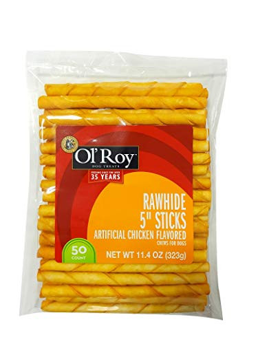 Ol Roy Rawhide 5 Munchy Sticks  Artificial Chicken Flavor  50 Count