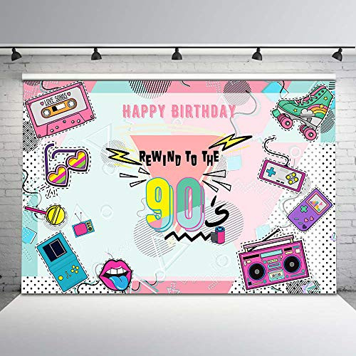Mocsicka Back to The 90s Backdrop Hip Pop 90s Vinyl Background 7x5ft Rock and Roll 90s Music Backdrops