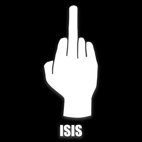 Middle Finger ISIS Vinyl Decal Sticker - Cars Trucks Vans SUVs Walls Cups Laptops - 7 Inch Decal - White - KCD2920