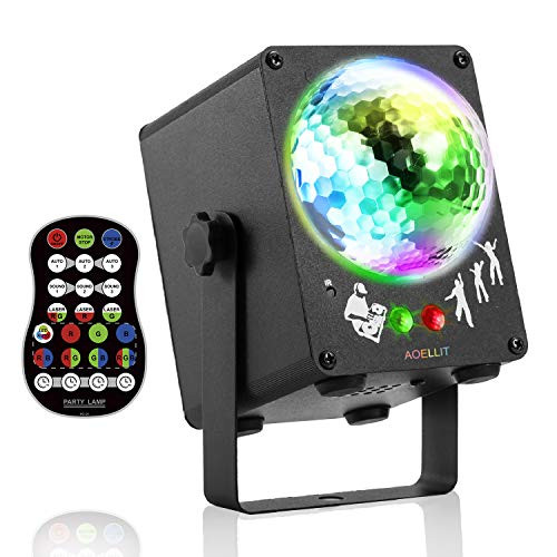 Party Disco Lights AOELLIT Disco Mirror Ball Light DJ Strobe Light Sound Activated  RGB Led Stage Lights for Indoor Parties Birthday DJ Bar Karaoke Xm