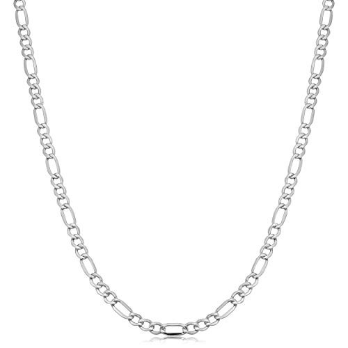 925 Sterling Silver 3MM 3-5MM  4MM  4-5MM Figaro Link Chain Necklace - Silver Figaro Link Necklace for Men 18-30