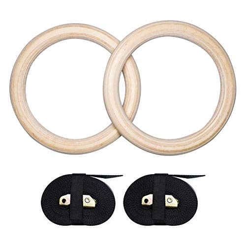 valuehall Wood Gymnastic Rings 23mm Olympic Gym Rings Wooden Exercise Training Rings with Adjustable Buckle and Long Straps for Full Body Strength Tra valuehall Wood Gymnastic Rings 23mm Olympic Gym Rings Wooden Exercise Training Rings with Adjustable Buckle and Long Straps for Full Body Strength Tra