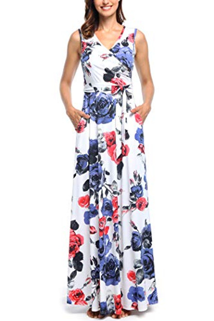 Comila V Neck Floral Maxi Dresses for Women Women Dress with Pockets Elegant Summer Bohemian Beach Maxi Dresses Floral V Neck Casual Long Dress White Comila V Neck Floral Maxi Dresses for Women Women Dress with Pockets Elegant Summer Bohemian Beach Maxi Dresses Floral V Neck Casual Long Dress White