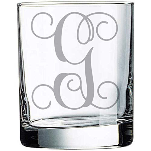 Alankathy mugs Monogram Etched Rock Glass Wine glass -G-