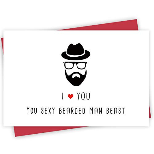 Sexy Bearded Man Card  Funny Valentines Day Card  Anniversary Card  Birthday Card for Him