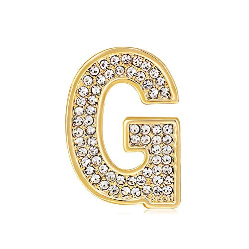 Bestdays Initial Brooch Pin Letter Broach Alphabet Rhinestone Brooches Gold Plated Pins for Women -Brooch G-
