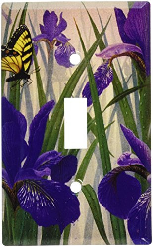 Art Plates - Butterfly in Irises Switch Plate - Single Toggle