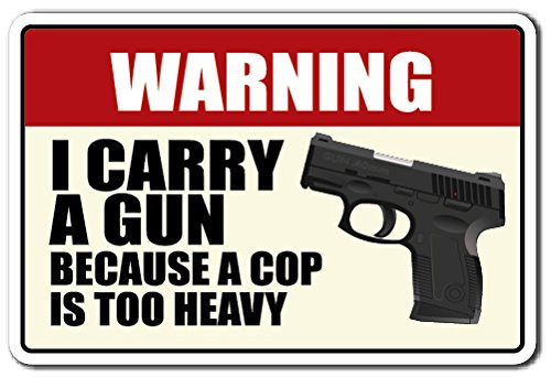 Warning  I Carry A Gun Aluminum Sign Ammo Warning Protection - Indoor-Outdoor - 24 Tall