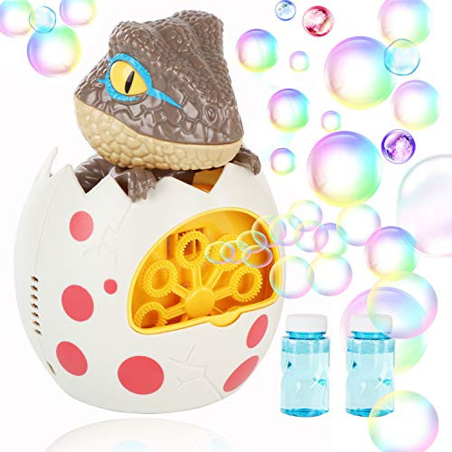 Dinosaur Bubble Machine - Automatic Bubble Maker with 2 Bubble Solution  1000- Bubbles per Minute Bubble Blower Toy for Kids  Outdoors Party Favor