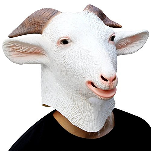 CreepyParty Deluxe Halloween Costume Party Latex Animal Head Mask Goat