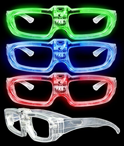 Fun Central 12 Pack - LED Sound Activated Eyeglasses - Light Up Novelty Sunglasses for Kids and Adults - Assorted Colors