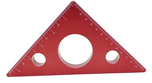45 Degree Aluminum Alloy Inch Metric Triangle Angle Ruler Multifunction Tool  for Carpenters Workshop Woodworking Square Woodworking Tools -Red Color