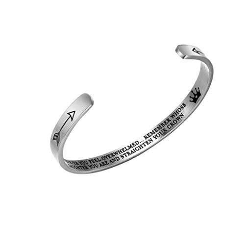 AddFavor Cuff Bangle Jewelry Stainless Steel Engraved Silver Rose Gold Crown Inspirational Bracelet for Women Teen Girls -Silver-Daughter- AddFavor Cuff Bangle Jewelry Stainless Steel Engraved Silver Rose Gold Crown Inspirational Bracelet for Women Teen Girls -Silver-Daughter-