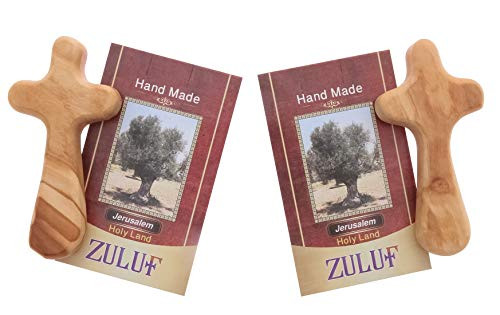 Zuluf 2 Medium Hand Crosses Olive Wood Christian Gifts with Certificates - CRS107Z and Holy Land Certificate Zuluf 2 Medium Hand Crosses Olive Wood Christian Gifts with Certificates - CRS107Z and Holy Land Certificate