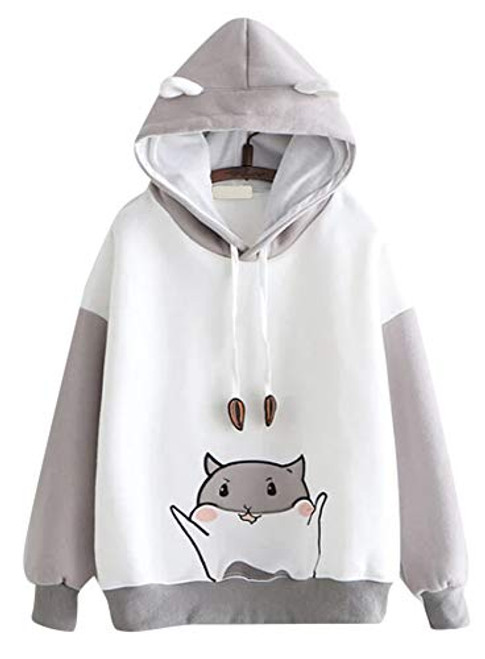 CRB Fashion Womens Girls Teens Teenagers Kawaii Cute Bunny Bear Sweater Hoodie Top Shirt Sweatshirt -Hamster G-