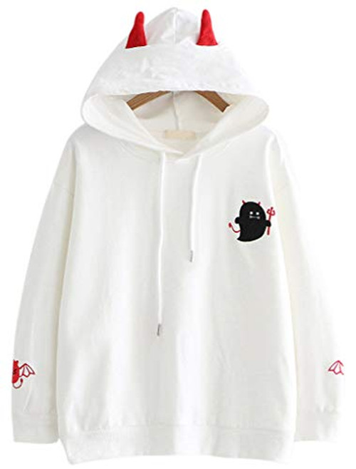 CRB Fashion Womens Teens Animal Anime Cute Emo Dinosaur Cosplay Cartoon Shirt Hoodie Hoody Top Jumper Sweater -White G-