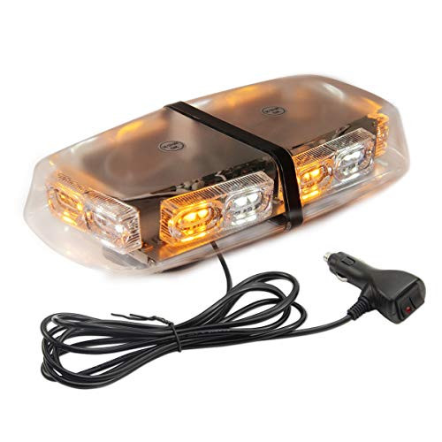 Nihao Amber Yellow 36 LED Rooftop Strobe Lights Law Enforcement Emergency Hazard Warning LED Mini Bar with Magnetic Base 16 Flashing Modes for Snow Pl