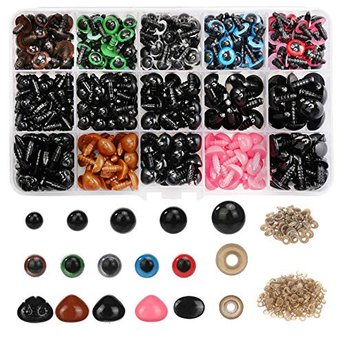 Plastic Safety Eyes and Noses with Washers Craft Doll Eyes Black and Colorful Safty Eyes for Amigurumi Puppet Plush Animal and Teddy Bear Plastic Safety Eyes and Noses with Washers Craft Doll Eyes Black and Colorful Safty Eyes for Amigurumi Puppet Plush Animal and Teddy Bear