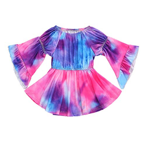 hunan Toddler Kids Baby Girls Dress Outfit Tie Dye Ruffle Flare Long Sleeve Dresses Skirt Fall Clothes -RedandPurple  5-6X- hunan Toddler Kids Baby Girls Dress Outfit Tie Dye Ruffle Flare Long Sleeve Dresses Skirt Fall Clothes -RedandPurple  5-6X-
