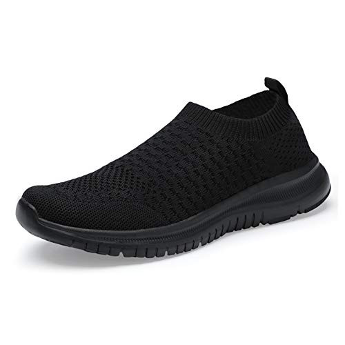 Womens Walking Shoes Lightweight Running Sneakers Comfortable Fashion Gym Sport Shoes Breathable Sock Casual Shoes All Black 38