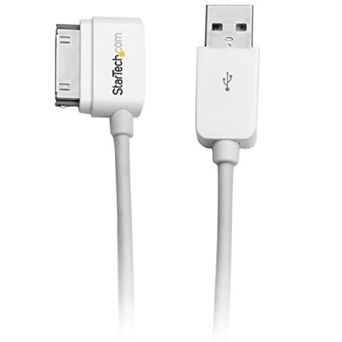 StarTech.com 2m (6 ft) Long Left Angle Apple 30-pin Dock Connector to USB Cable for iPhone iPod iPad with Stepped Connector