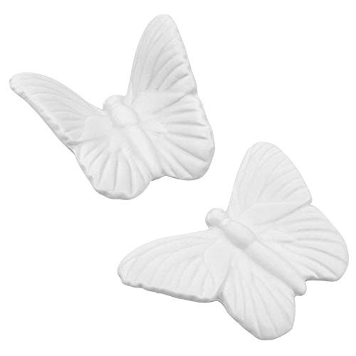 Dorlotou Ceramic Butterfly White Wall Decor Hanging Gift for Home Livingroom Garden Wall Sculptures One Pair Small