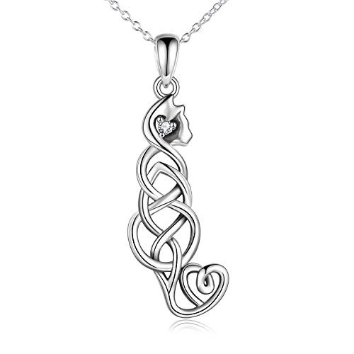 Celtic Cat-Horse Necklace Sterling Silver Irish Celtic Knot Cat-Horse Heart Pendant Good Luck Cat-Horse Moon Jewelry Gifts For Women Celtic Cat-Horse Necklace Sterling Silver Irish Celtic Knot Cat-Horse Heart Pendant Good Luck Cat-Horse Moon Jewelry Gifts For Women