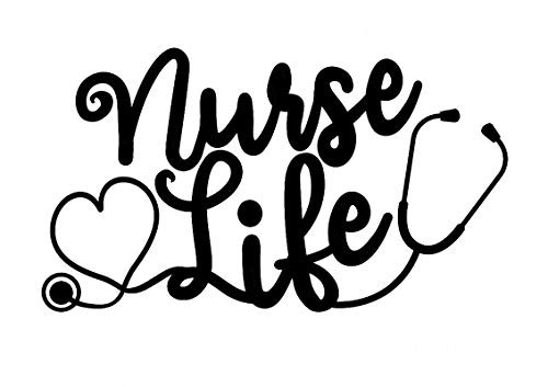 LLI Nurse Life Heart Stethoscope - Decal Vinyl Sticker - Cars Trucks Vans Walls Laptop - Black- 5-5 x 3-1 in - LLI1532