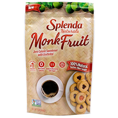 Splenda Naturals Monk Fruit Zero Calorie All Natural Granulated Sweetener - 3 Lb Bag  Resealable  3 Lb