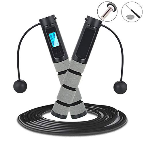 Untyo Jump Rope Digital Weighted Handle Workout Jumping Rope with Calorie Counter for Training Fitness Adjustable Exercise Skipping Rope for Men Women