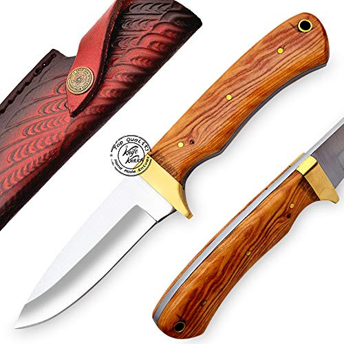 KK802  Olive Wood D2 Steel Handmade Bushcraft Hunting Knife - Full Tang Hunting Knife with Sheath