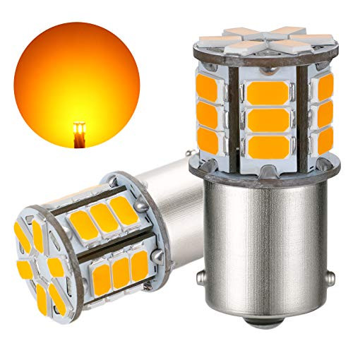 OBOLED 1156 LED Bulbs 24SMD Ba15s P21W 382 7506 LED Bulb for RV Camper Interior Lights Car Tail Turn Signal Light -Amber-
