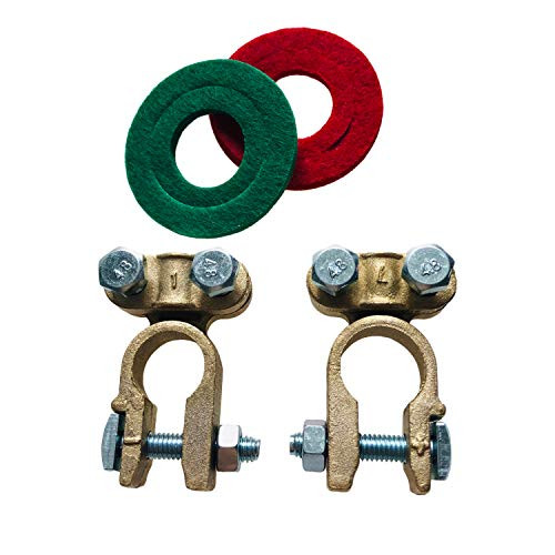 1 Pair Brass Battery Terminals Connectors Clamps Top Post Battery Terminal Protector Set for Marine Car Boat RV Vehicles 1 Pair Brass Battery Terminals Connectors Clamps Top Post Battery Terminal Protector Set for Marine Car Boat RV Vehicles