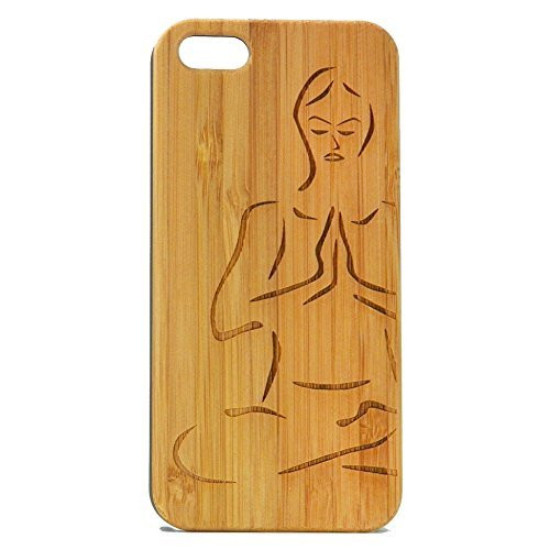 Namaste Case for iPhone 7 Plus - iMakeTheCase Eco-Friendly Bamboo Wood Cover - Yoga Yogi Pose Meditation