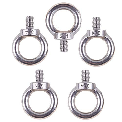 SamIdea 5PCS M10 304 Stainless Steel Machinery Shoulder Lifting Male Thread Ring Eye Bolts