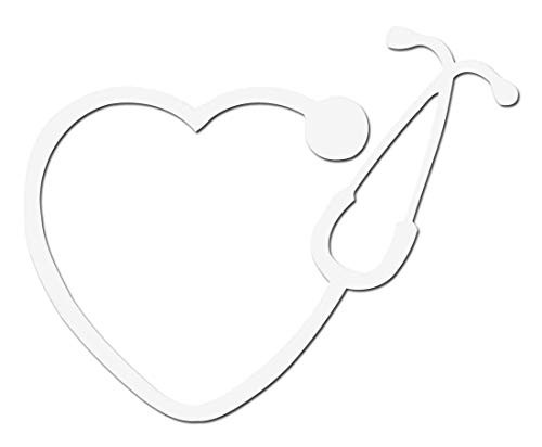 steth-heart-wht Vinyl Decal -5in-
