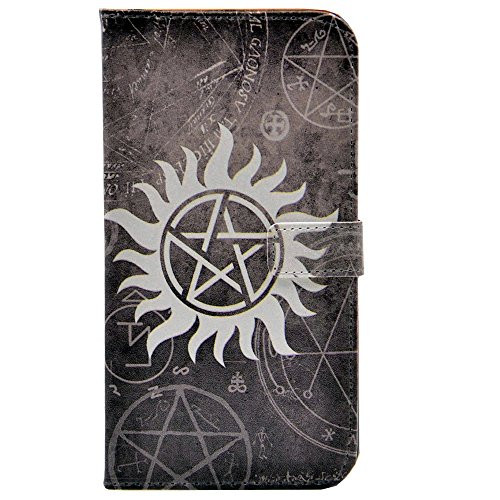iPhone 7 Plus Case - Supernatural Pentagram Star Pattern PU Leather Wallet Case Stand Cover with Cash Card Slots for Apple iPhone 7 Plus,iPhone 8 Plus