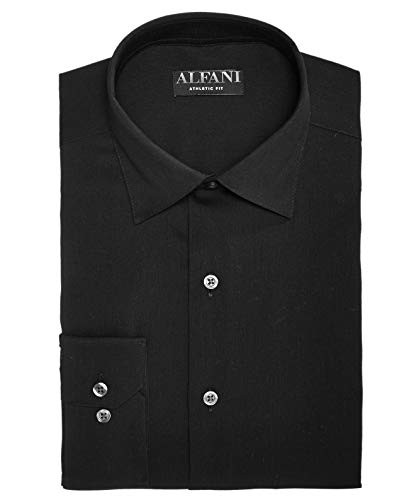 Alfani Mens Big and Tall Stretch Regular Fit Button-Down Shirt Black