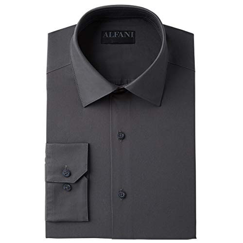 Alfani Mens Big and Tall Solid Regular Fit Button-Down Shirt Gray
