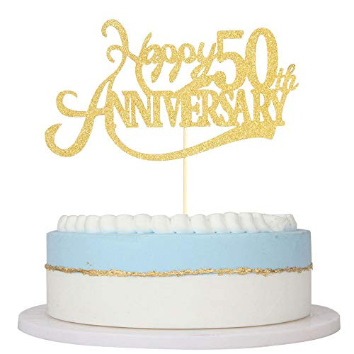Gold Glitter 50th Anniversary Cake Topper - for 50th Wedding Anniversary  50th Birthday Party Decoration Gold Glitter 50th Anniversary Cake Topper - for 50th Wedding Anniversary  50th Birthday Party Decoration