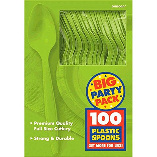 Kiwi Green Plastic Spoons Big Party Pack, 100 Ct.