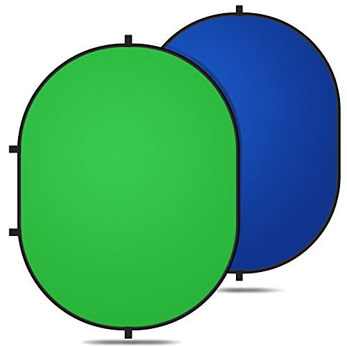 Yesker Chromakey Green Screen Chromakey Blue Screen 5ft x 6-5ft 2-in-1 Collapsible Backdrop Reversible Background Panel Photo Video Studio Chroma-Key