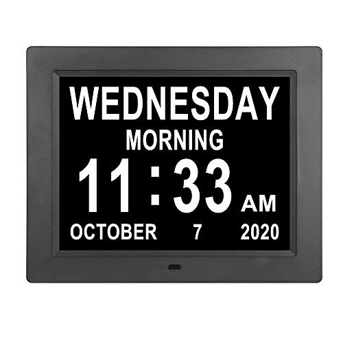 8-4 Inch Digital Day Clocks Auto Dimming Extra Large Day Date Time Dementia Calendar Clock Perfect for Seniors Elderly Alzheimer Vision Impaired