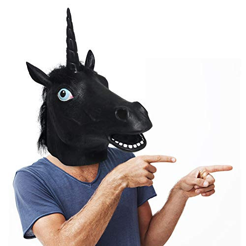 Halloween Animal Head Costume Prop Latex for Cosplay Black Horse Mask